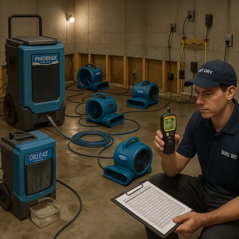 Structural Drying and Dehumidification process in West Bishop, CA